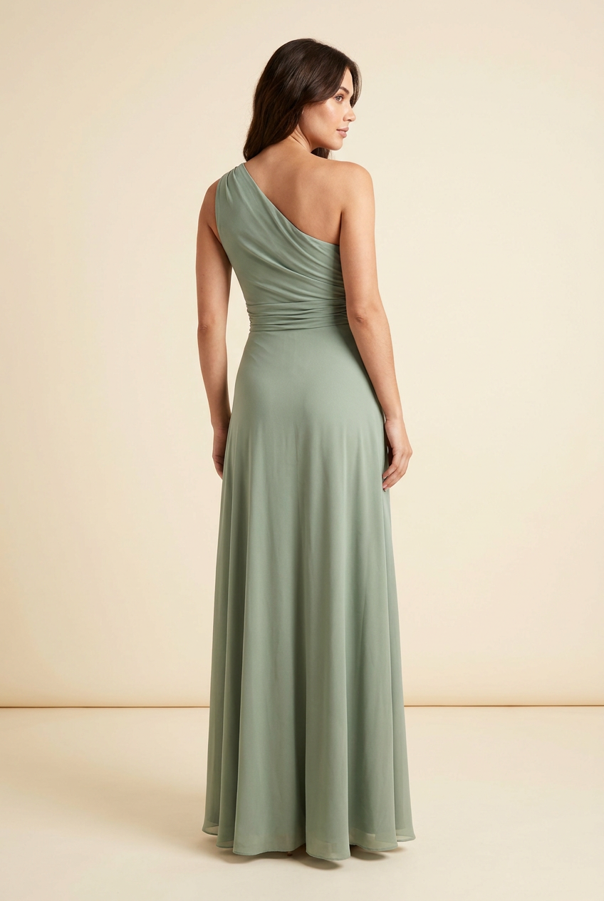 The One-Shoulder Draped Satin Maxi Dress