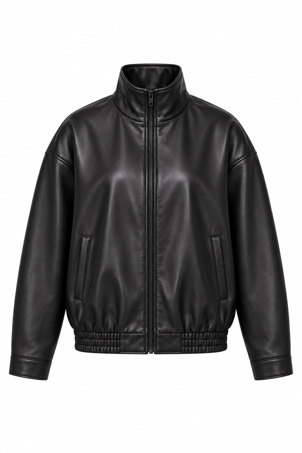 Kovelle oversized faux leather jacket in black, flat product view
