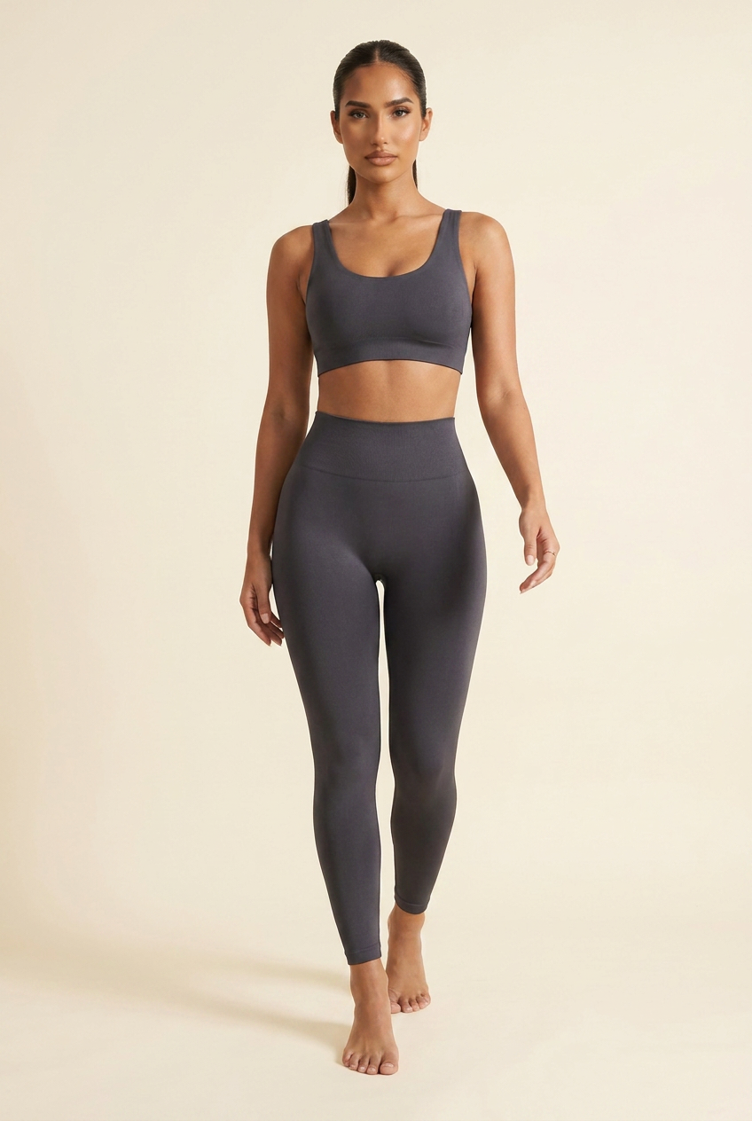 Kovelle sculpt seamless leggings in dark grey, standing straight to camera, on model