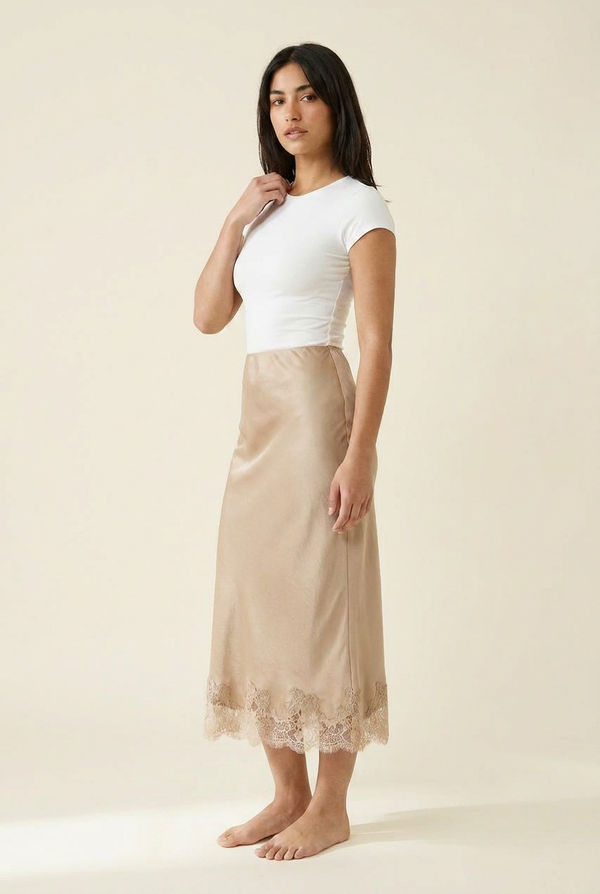The Slow-Dance Satin Midi Skirt