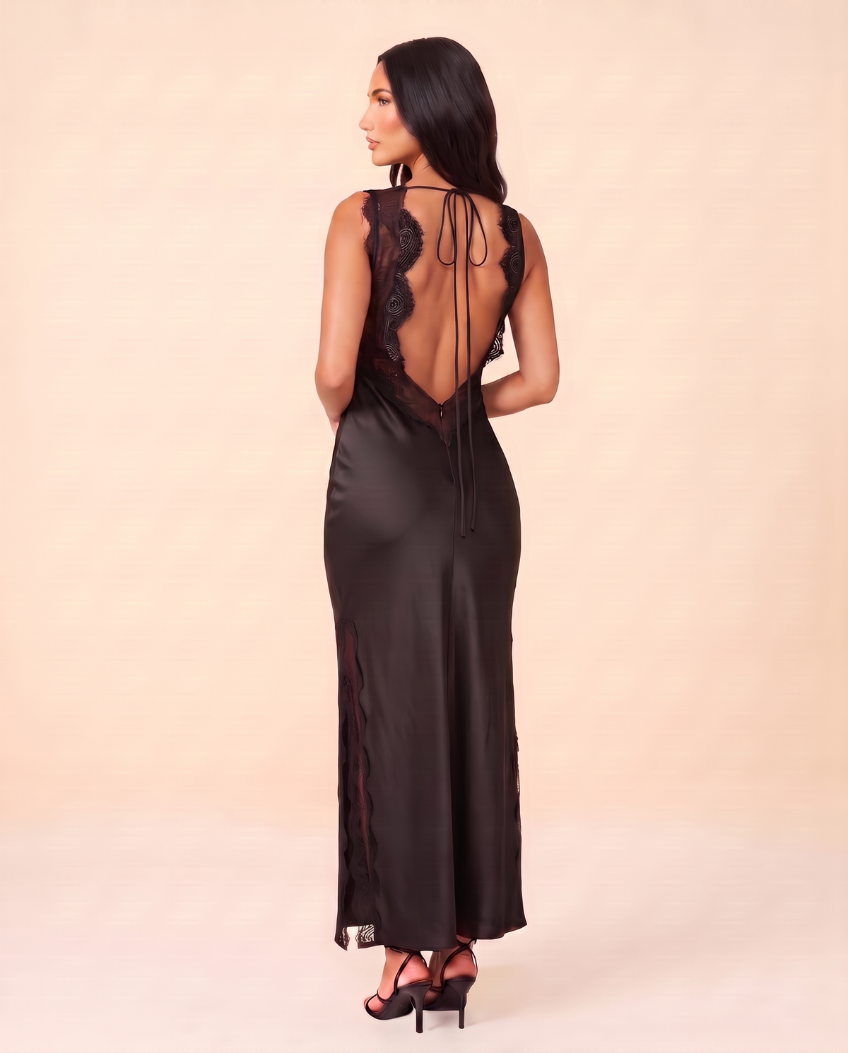 The Lace-Trim Satin Slip Maxi Dress