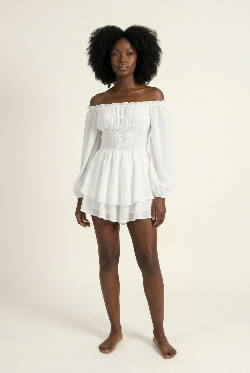 The Garden-Party Puff-Sleeve Playsuit