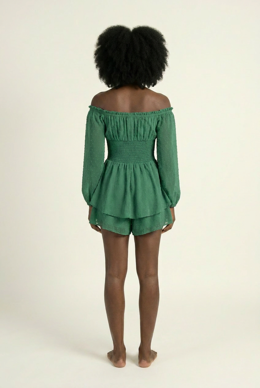 The Garden-Party Puff-Sleeve Playsuit