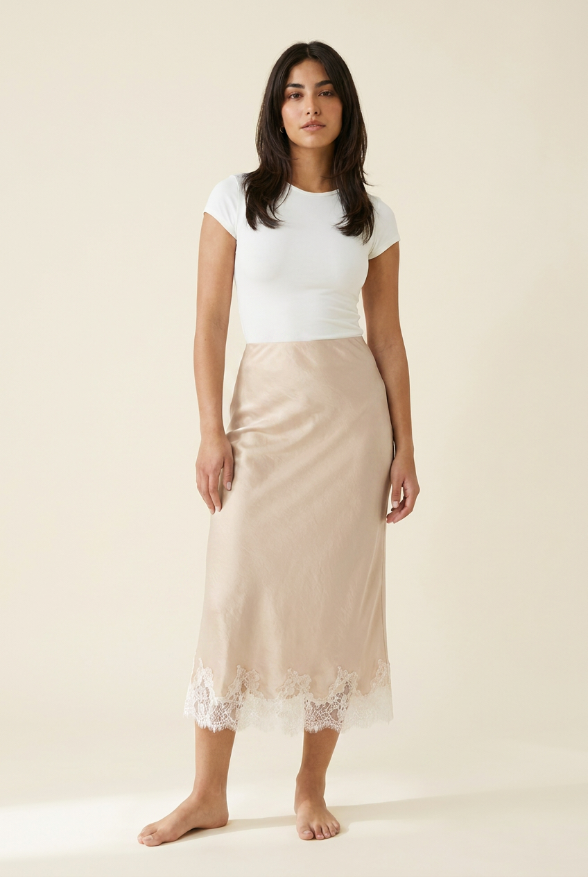 The Slow-Dance Satin Midi Skirt