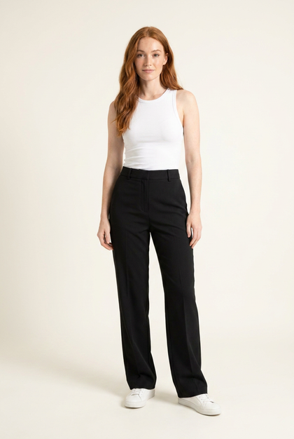 The Tailored High-Waist Straight-Leg Trousers