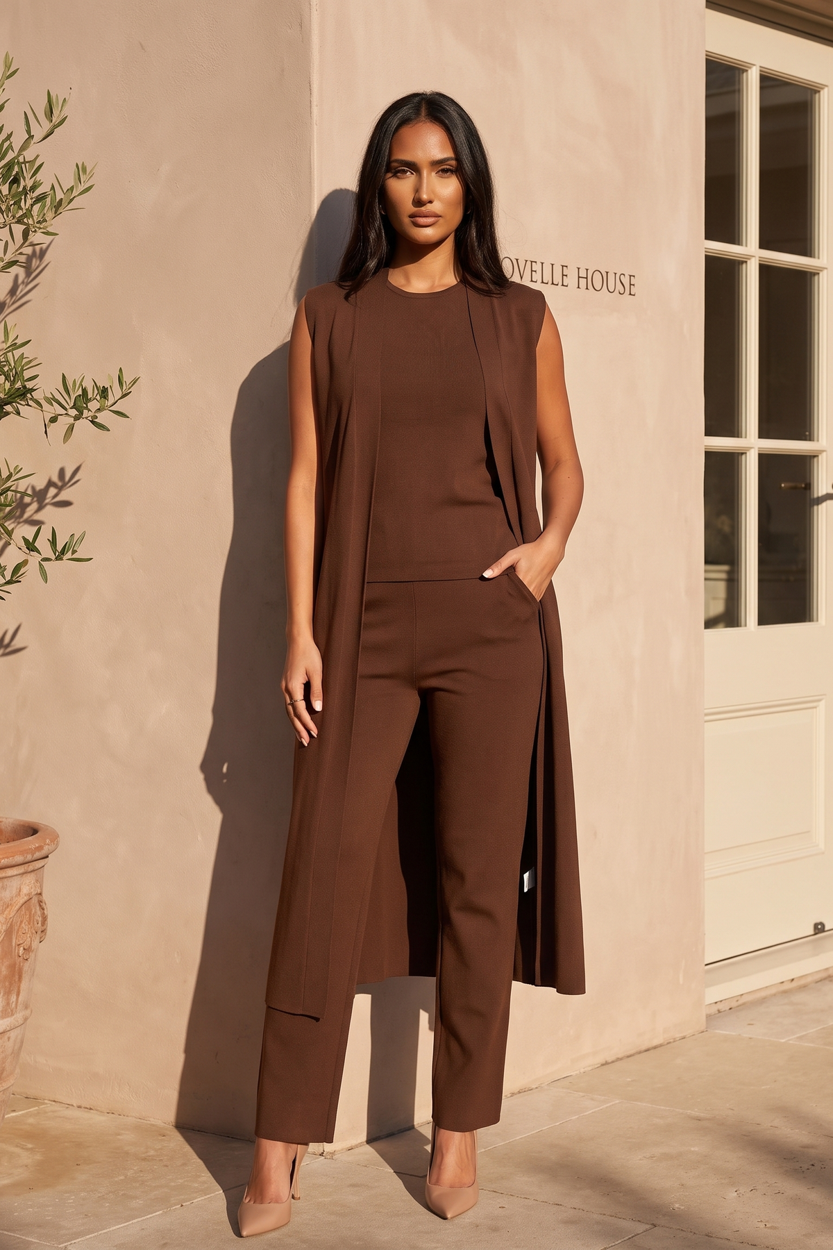 Chocolate Three Piece Waistcoat Trouser Set