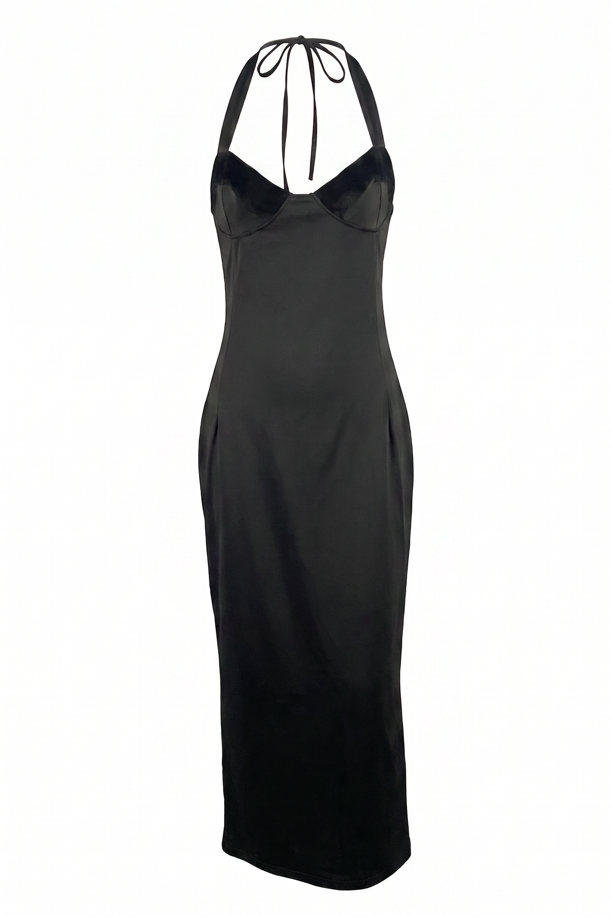 Black Halter Sweetheart Midaxi Dress