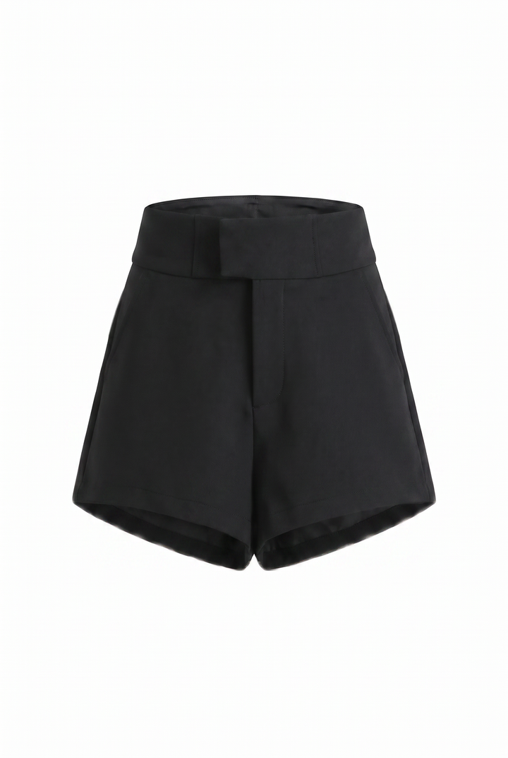 Black tailored micro shorts, product view