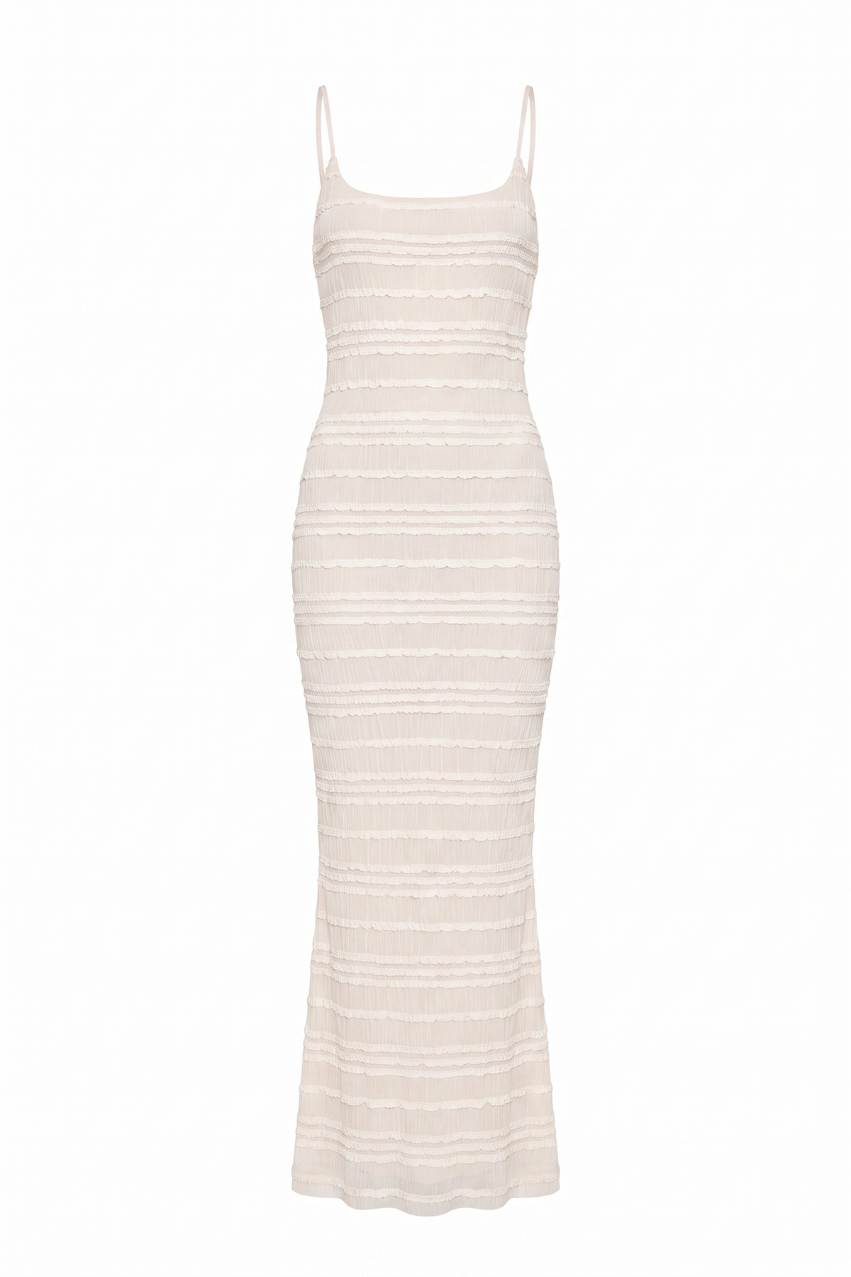 Coconut Ribbed Knit Maxi Dress