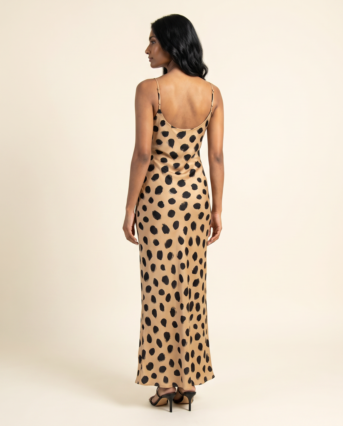 Painted Dot Satin Slip Maxi Dress
