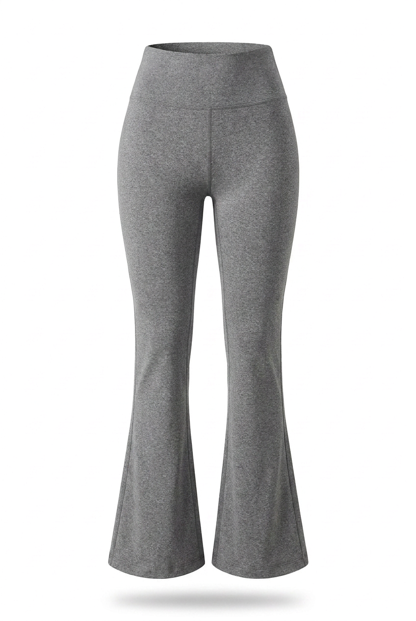 Kovelle high waist flare leggings in grey, flat product view