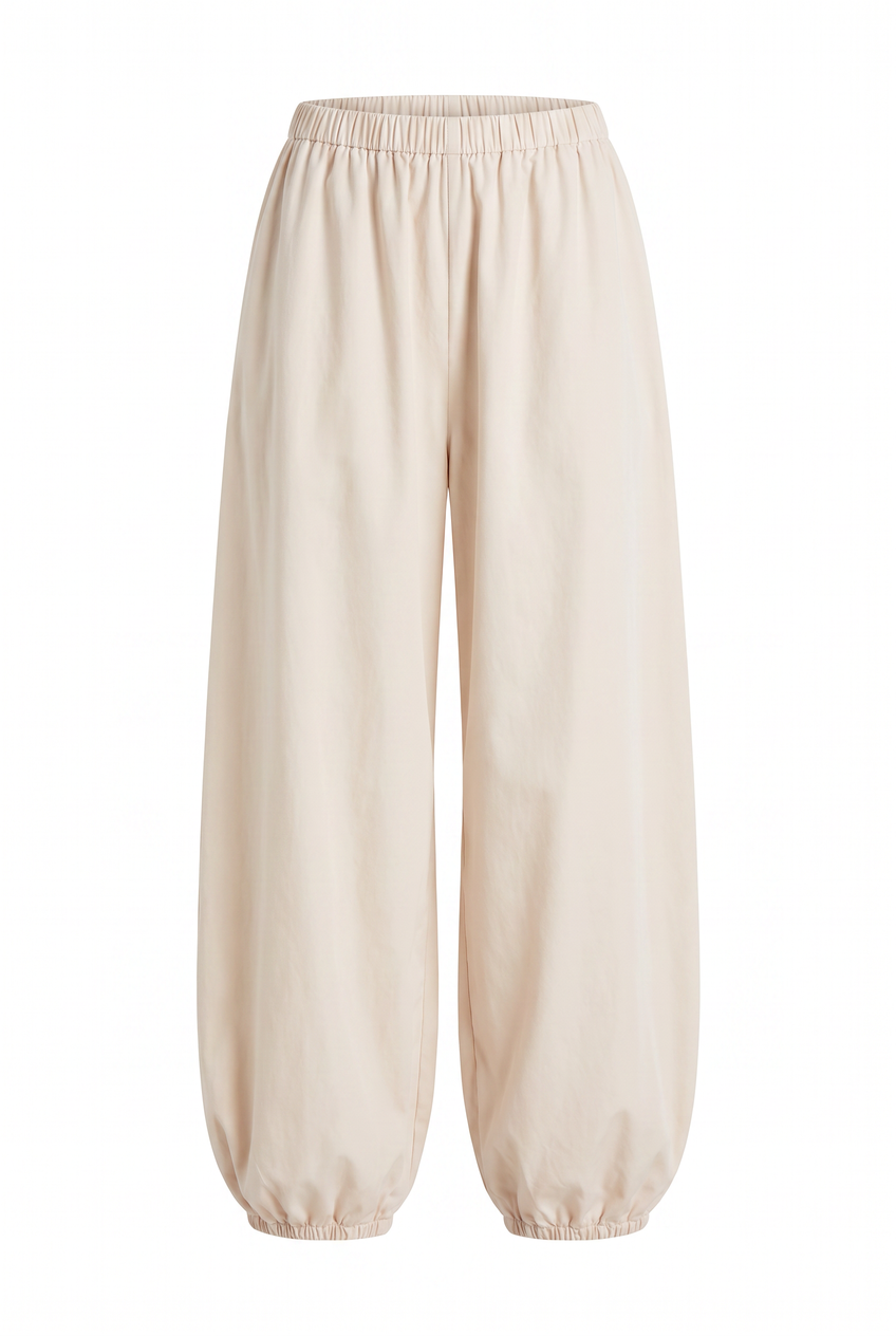 Kovelle balloon wide leg trousers in cream, flat product view