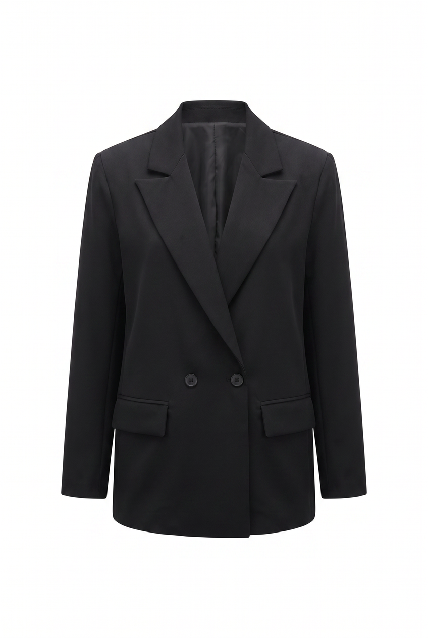 Kovelle double-breasted blazer in black, flat product view