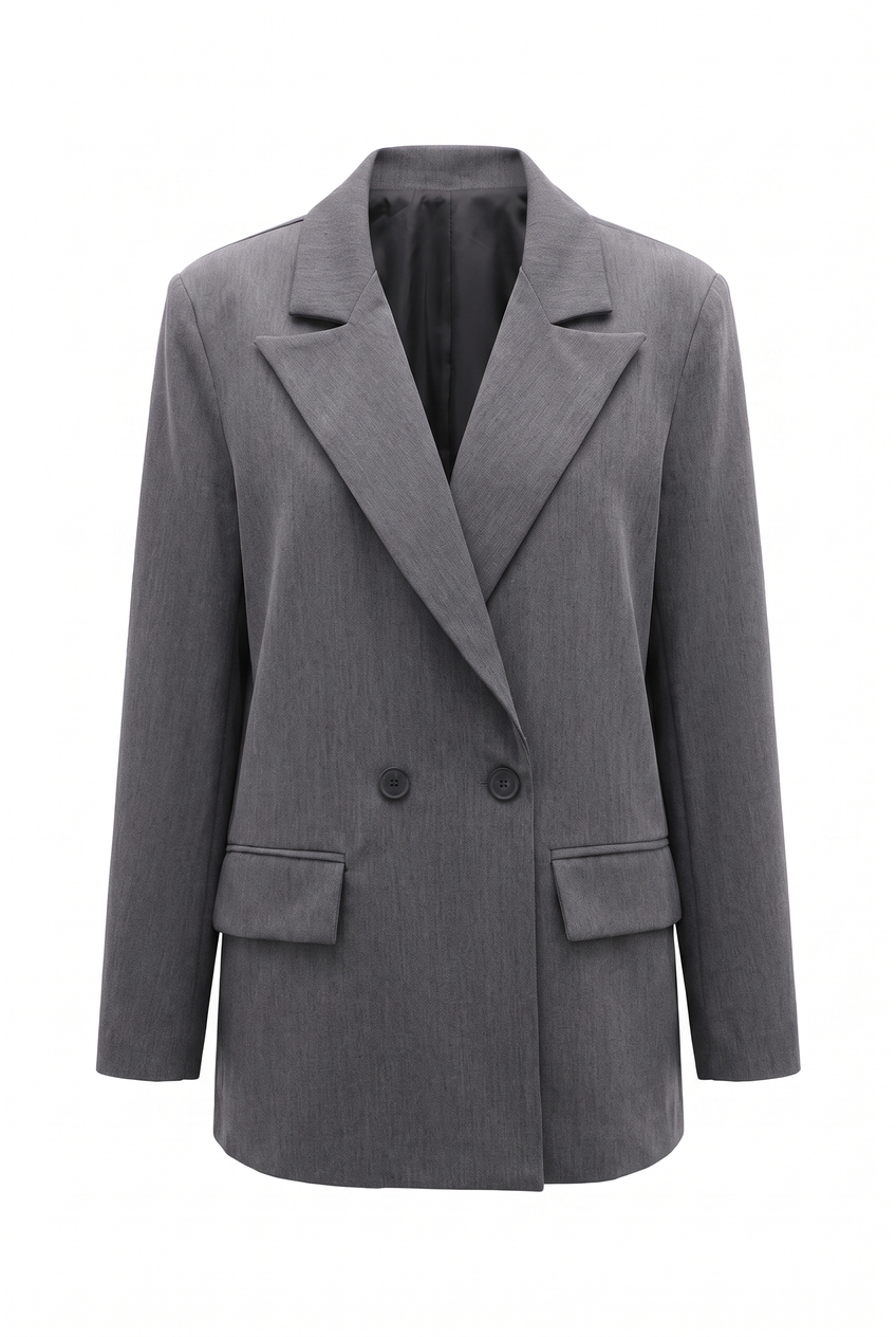 Kovelle double-breasted blazer in grey, flat product view