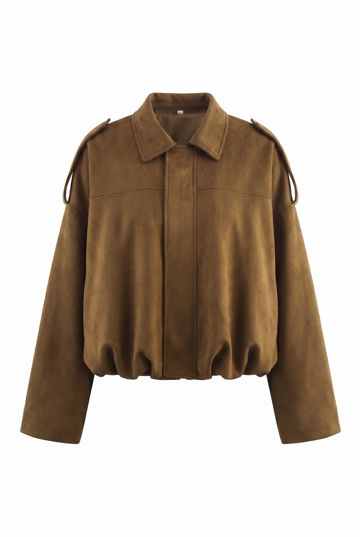 Kovelle faux suede bomber jacket in olive, flat product view