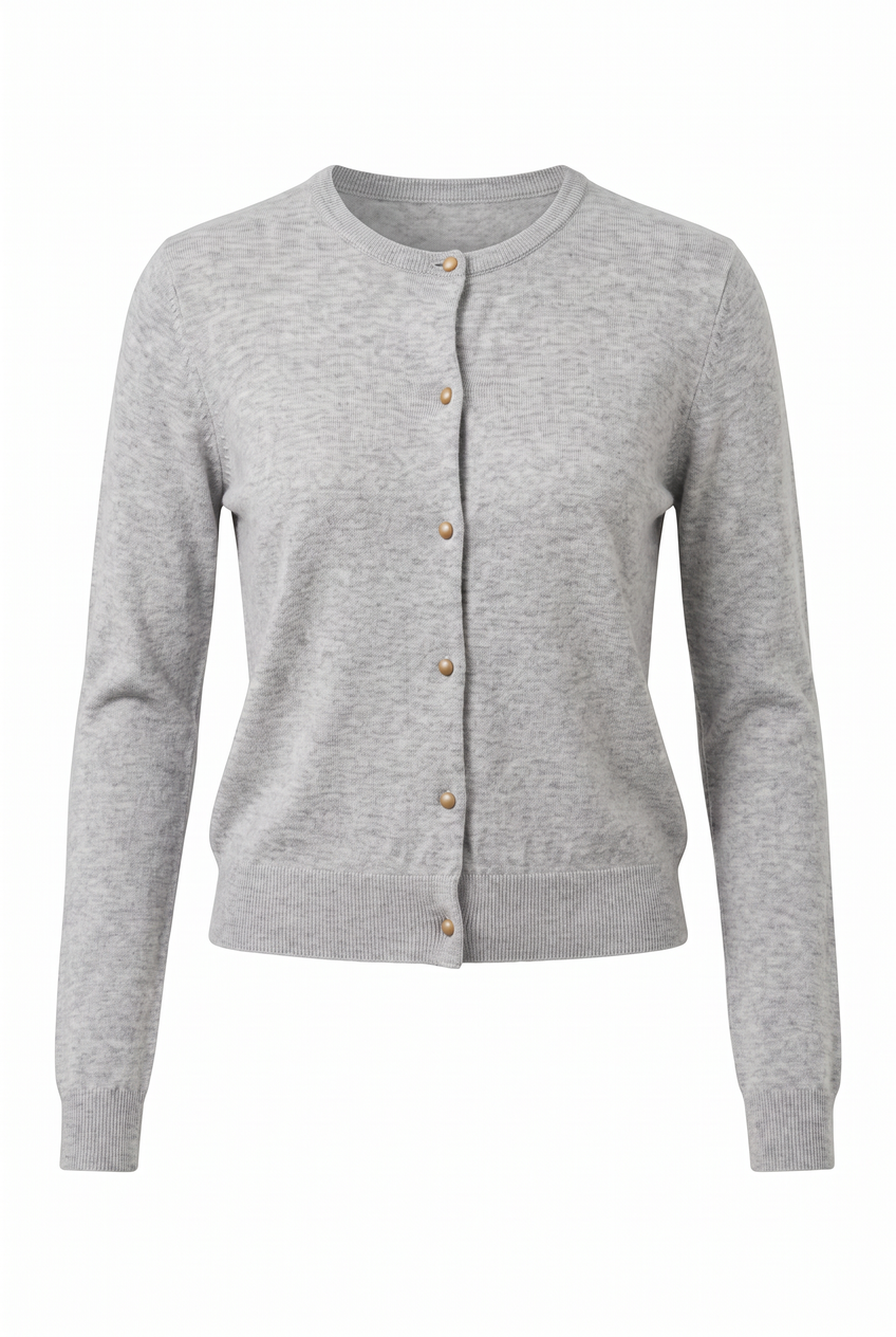 Kovelle fine knit cardigan in grey, flat product view