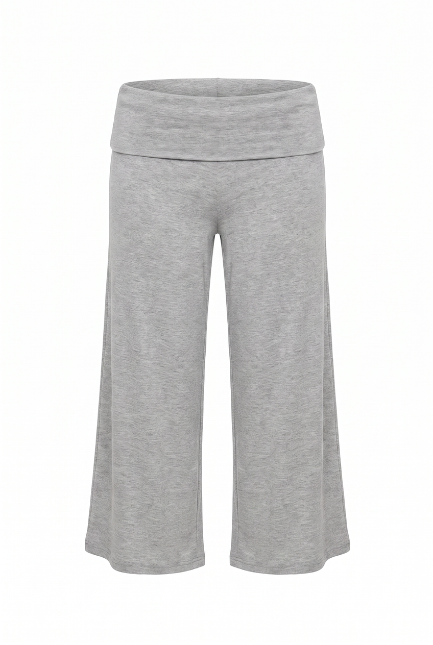 Kovelle fold-over waist trousers in grey, flat product view