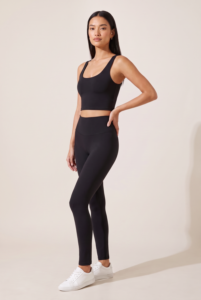Kovelle high waist sculpt legging in black, three-quarter view on model