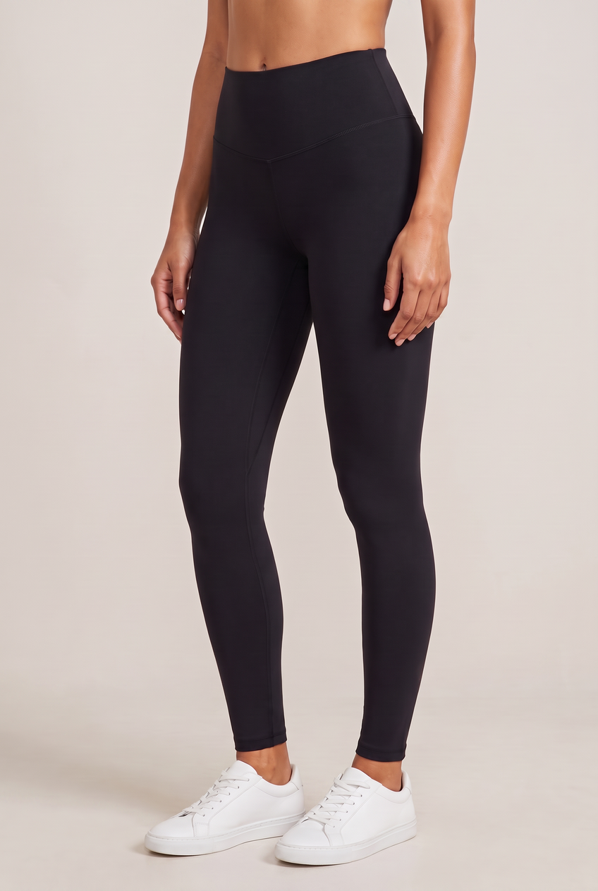 Kovelle high waist sculpt legging in black, close-up detail on model