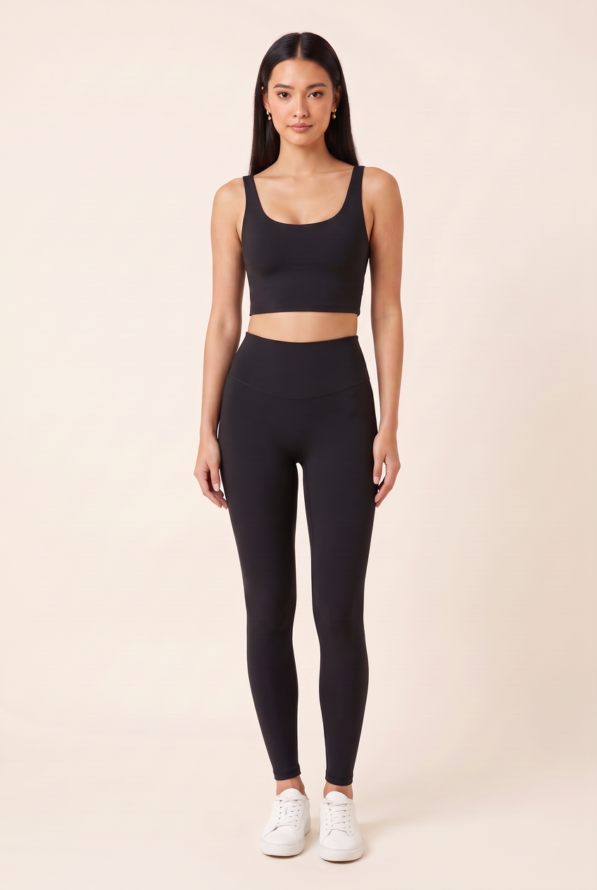 Kovelle high waist sculpt legging in black, front view on model