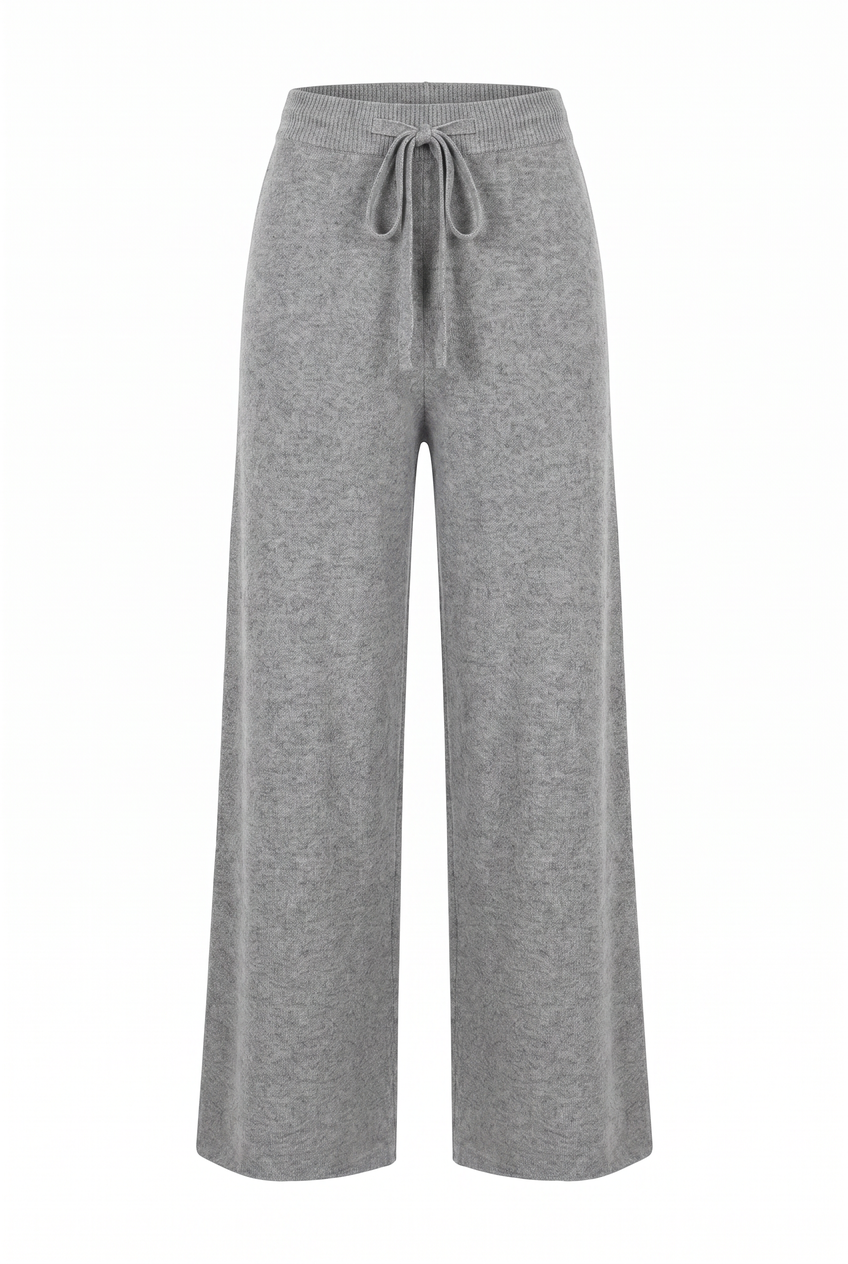 Kovelle knitted wide leg trousers in grey, flat product view
