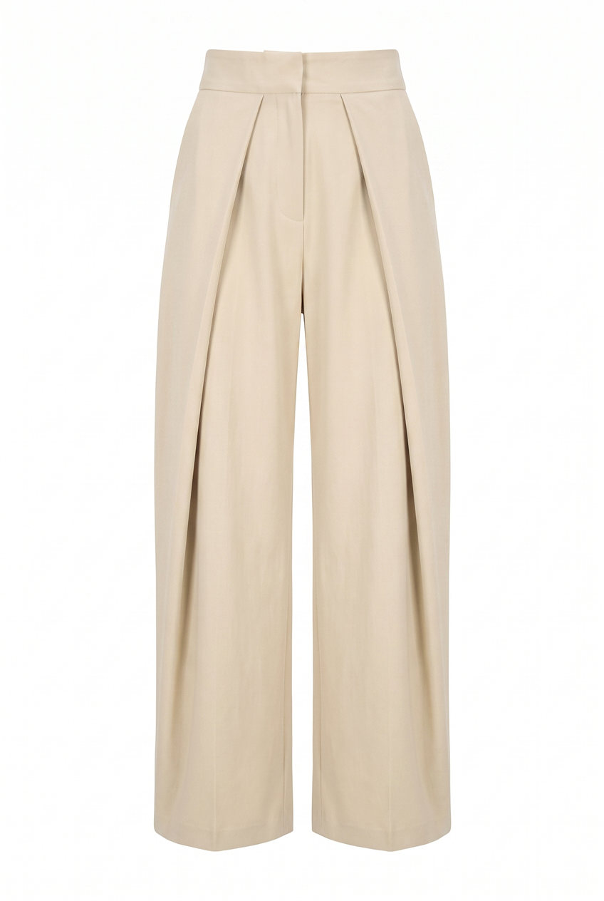 Kovelle pinstripe pleat-front trousers in stone, flat product view