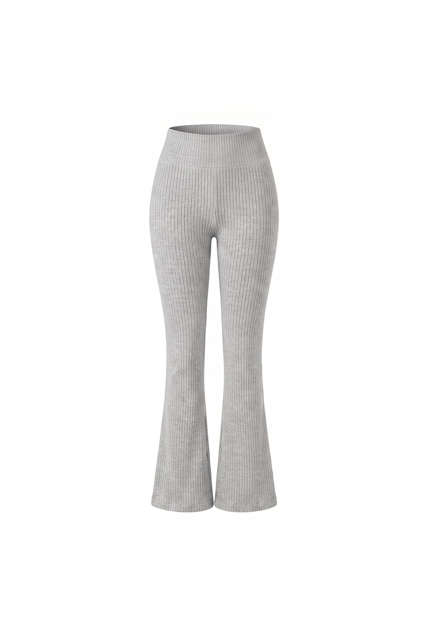 Kovelle rib flare leggings in grey, flat product view