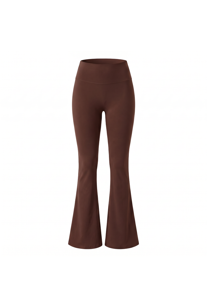 Kovelle sculpt flare pant in chocolate, flat product view