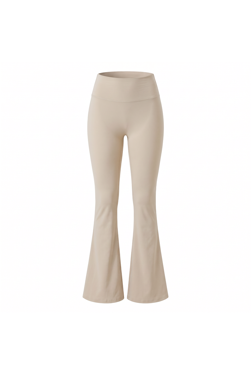 Kovelle sculpt flare pant in beige, flat product view