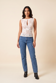 The Sheer Lace Boat Neck Top