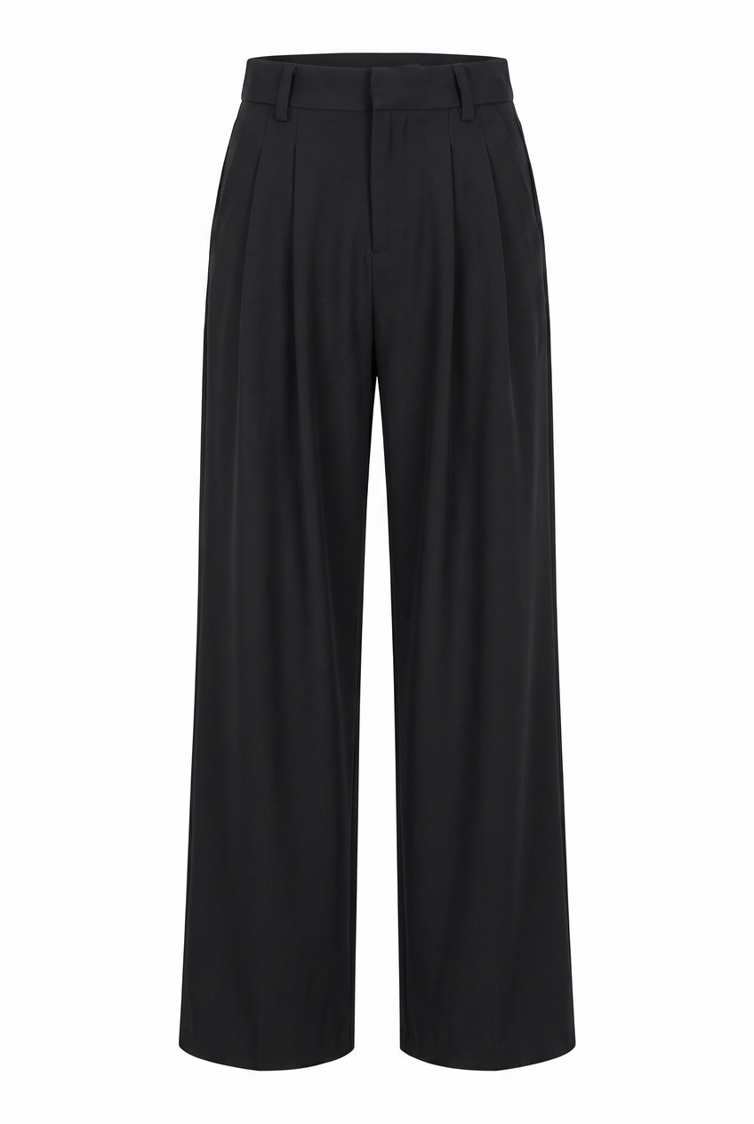 Kovelle straight leg suit trousers in black, flat product view