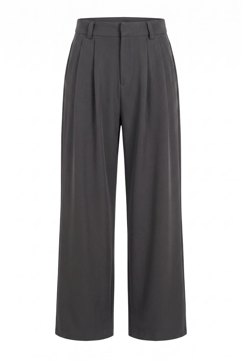 Kovelle straight leg suit trousers in charcoal, flat product view