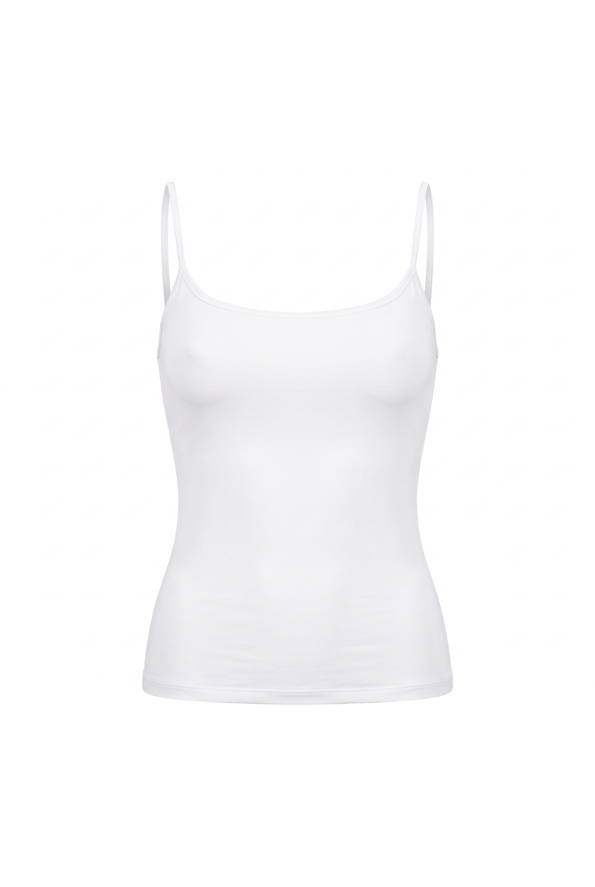 Kovelle strappy sculpt vest in white, flat product view