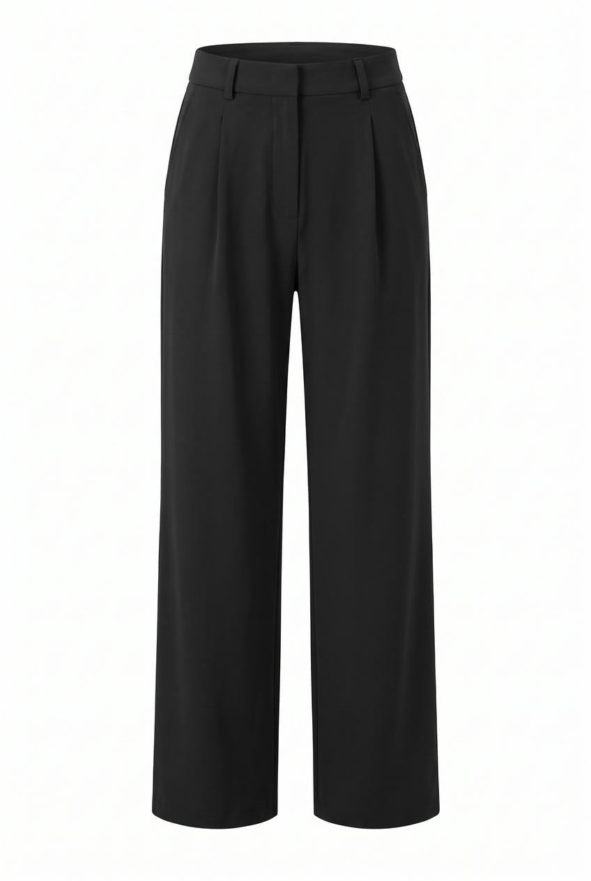 Kovelle stretch tailored work trousers in black, flat product view