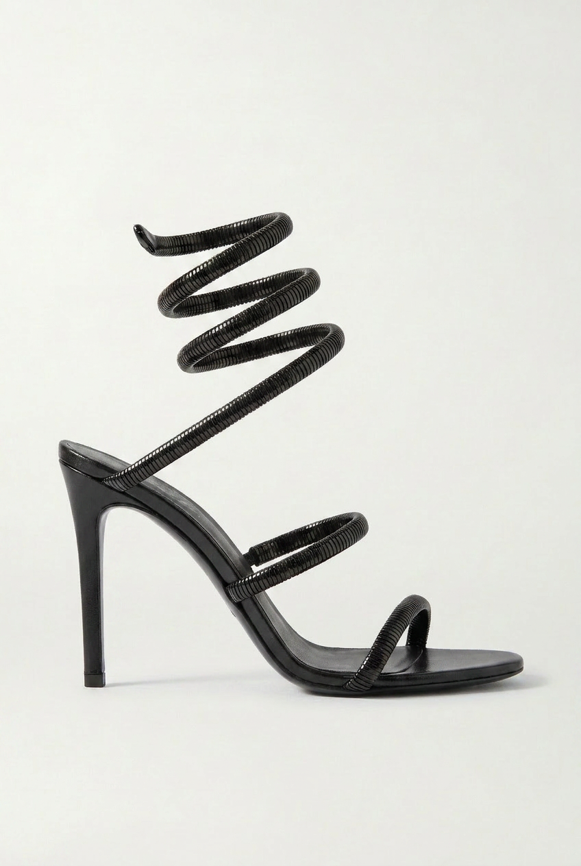 Coil Strap Heel in black, studio