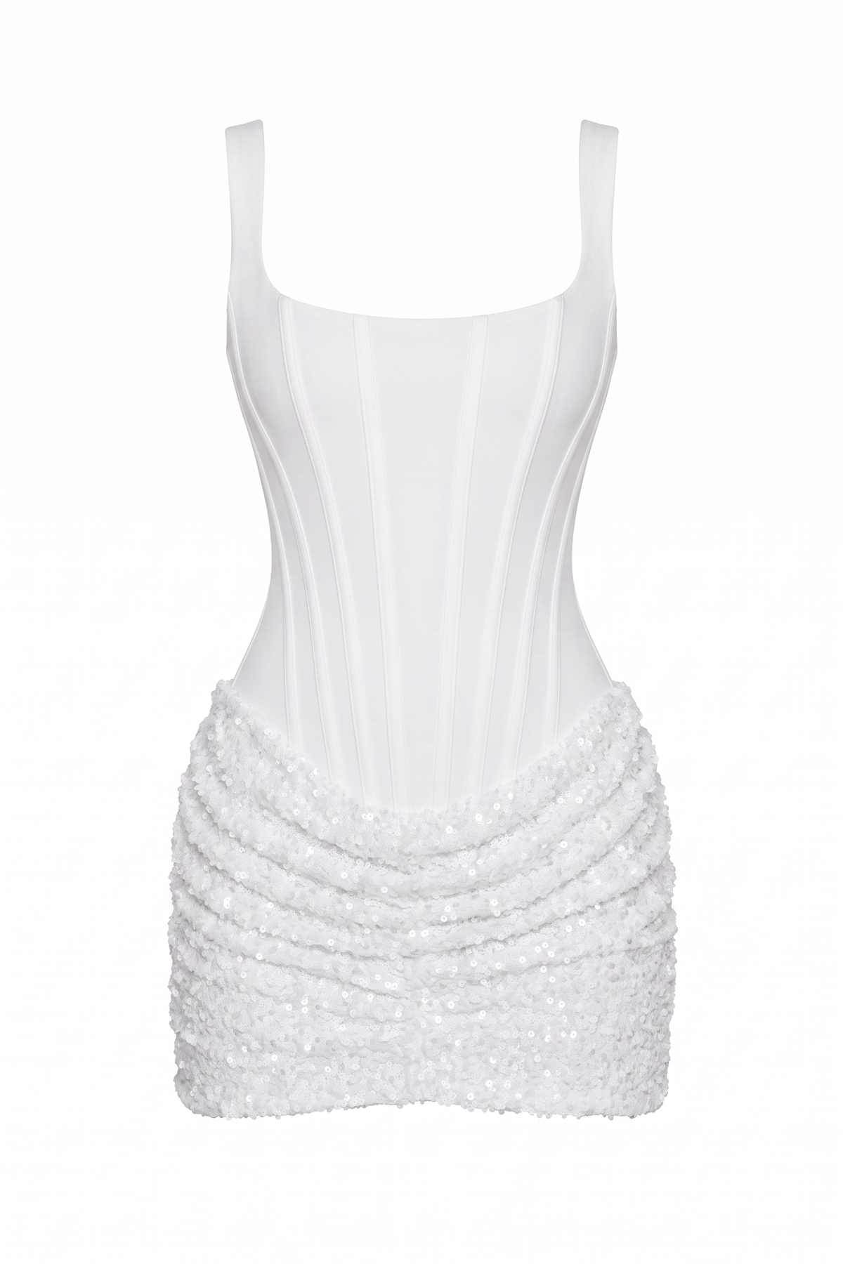 White Sequin Corset Mini Dress
