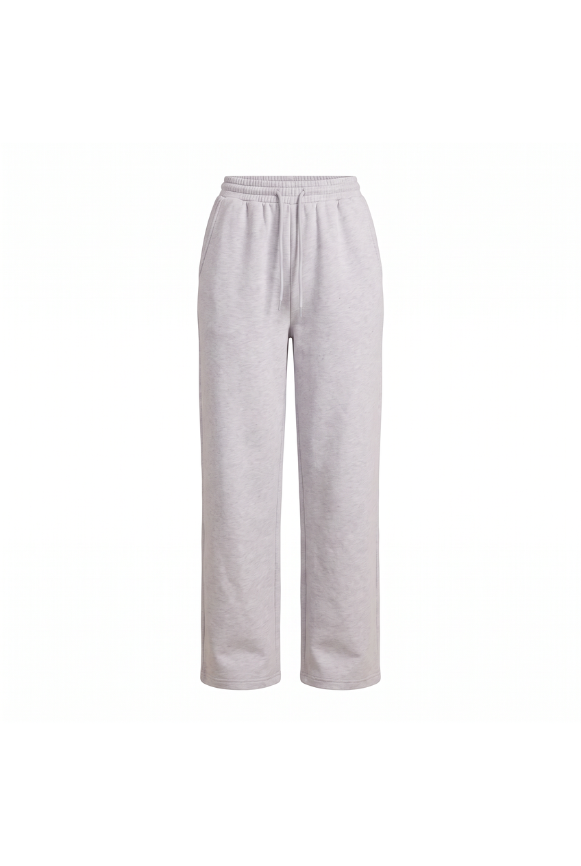 Kovelle wide leg joggers in light grey, flat product view showing the full garment