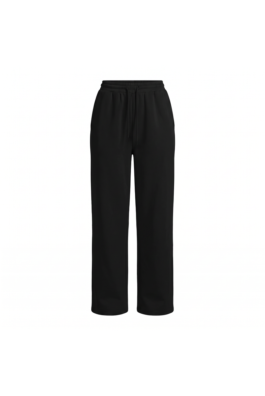 Kovelle wide leg joggers in black, flat product view