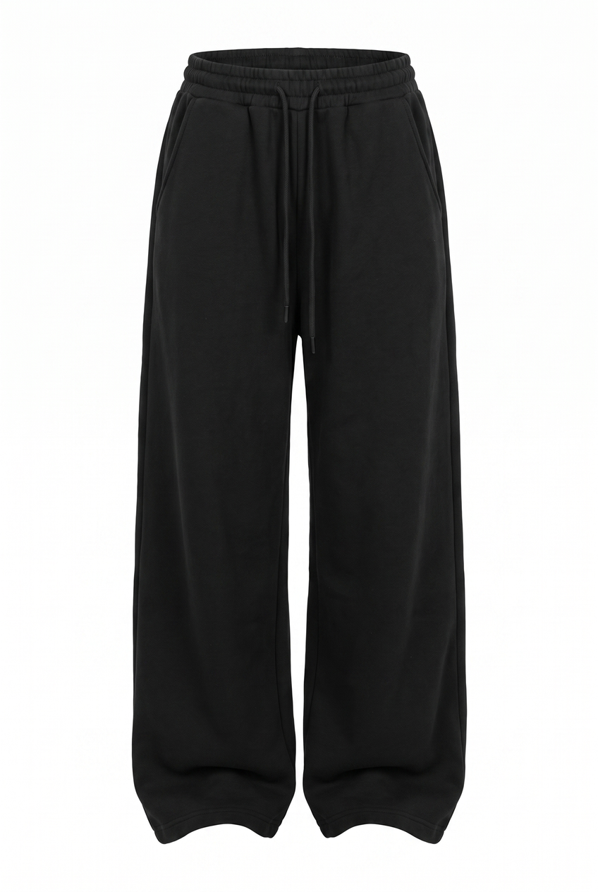 Kovelle wide leg sweatpants in black, flat product view