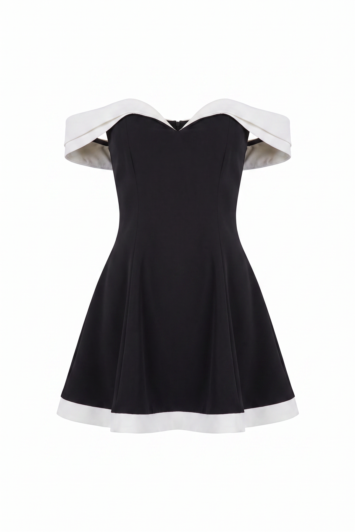 Off Shoulder Contrast Flare Mini Dress