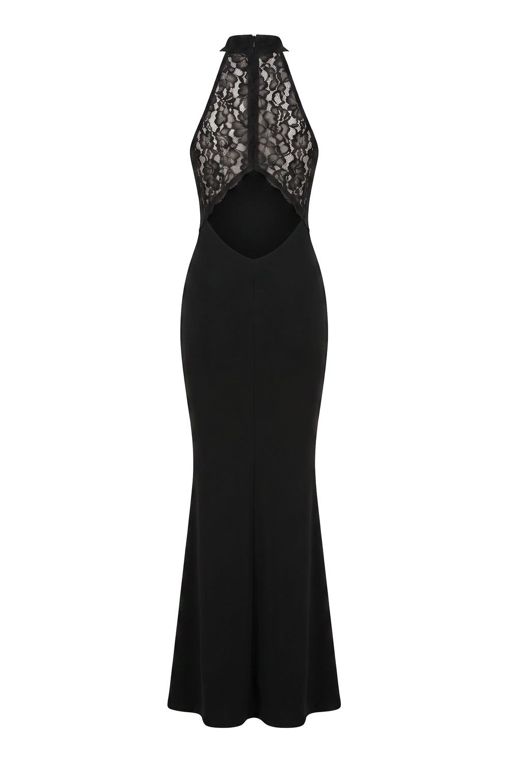 The Kovelle After-Dark Lace Halter Maxi Dress photographed on its own against a white background
