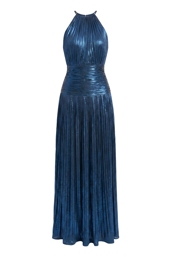 The Kovelle Garden-Vow Corset Slit Maxi Dress photographed on its own against a white background