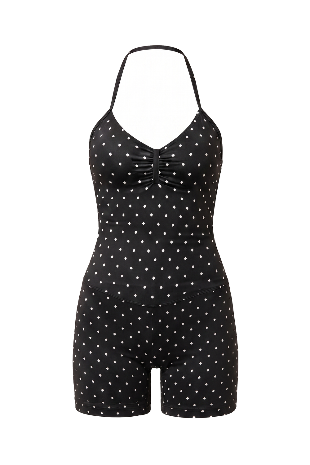 The Kovelle Polka Dot Halter Gym Set photographed on its own against a white background