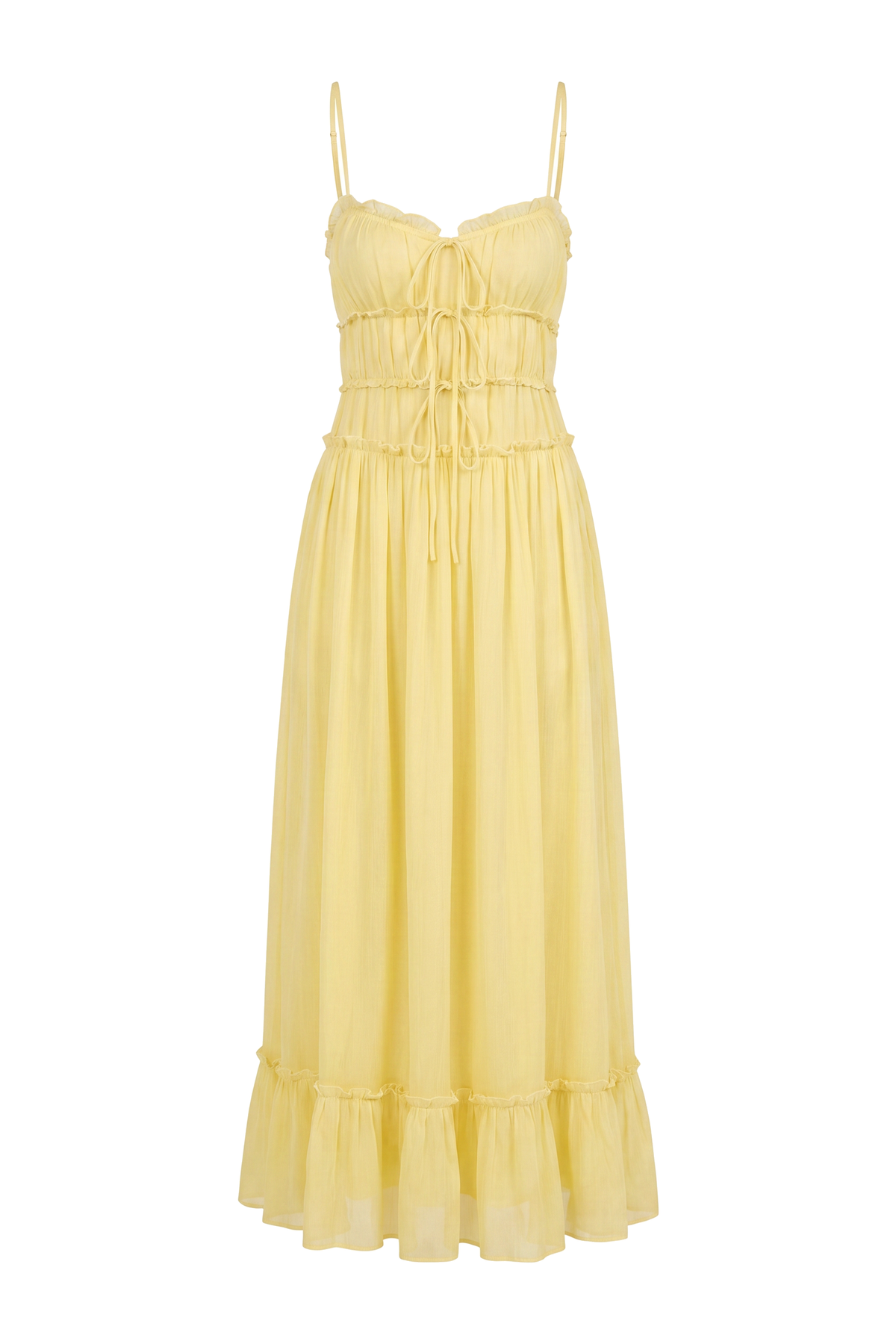 Yellow Tiered Frill Maxi Dress