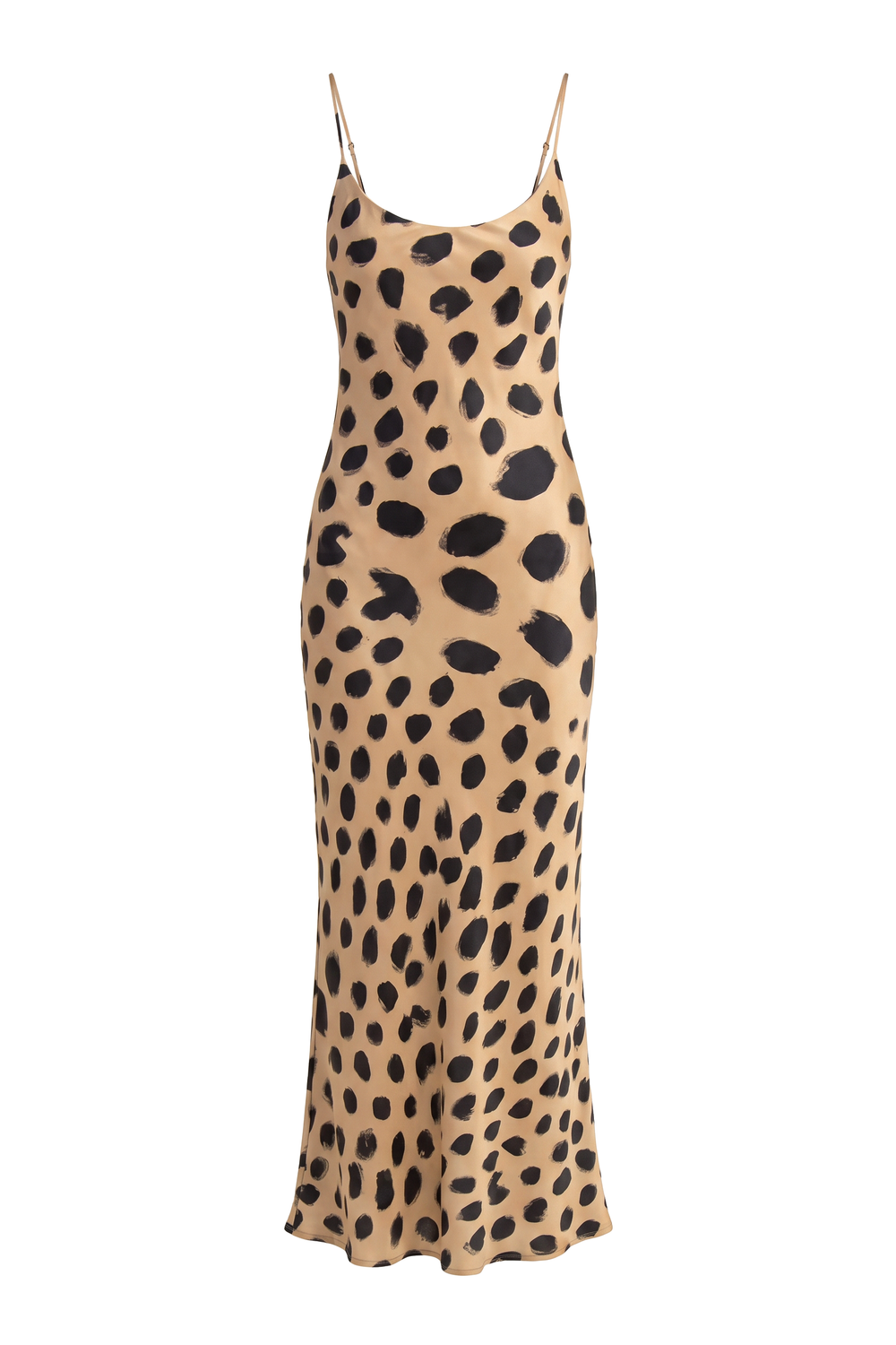 Painted Dot Satin Slip Maxi Dress, product shot on white