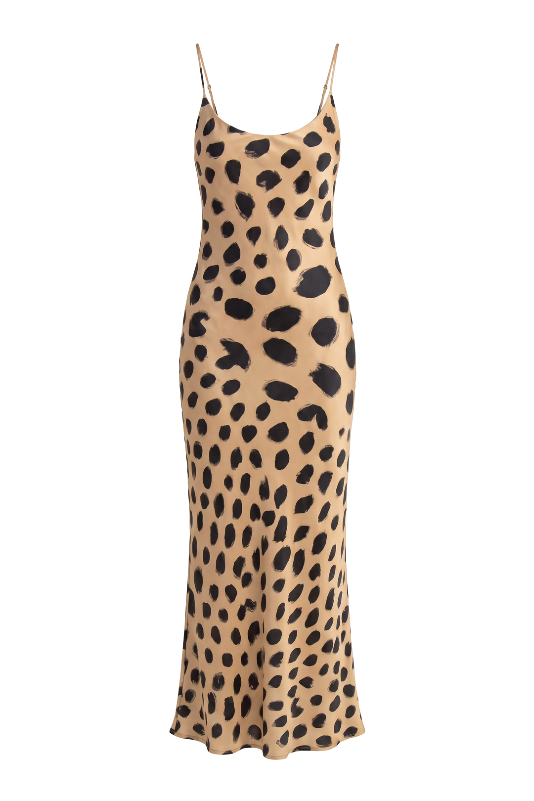 Painted Dot Satin Slip Maxi Dress, product shot on white