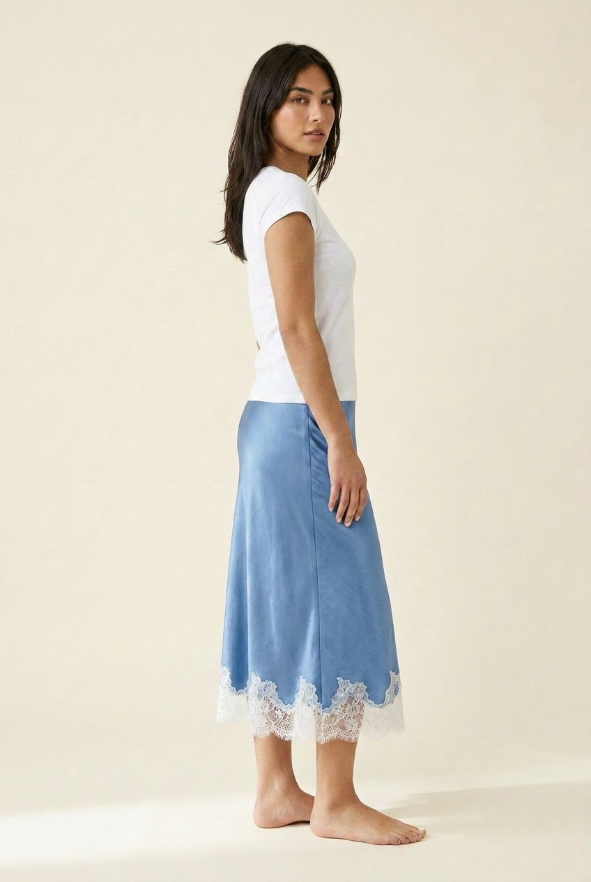 The Slow-Dance Satin Midi Skirt