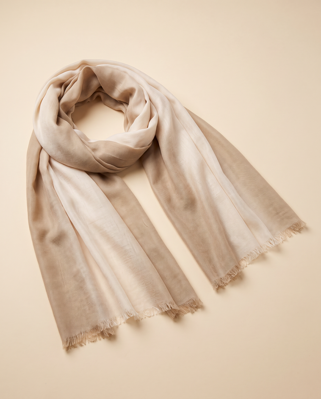 Dip-dye pashmina loosely looped, angled