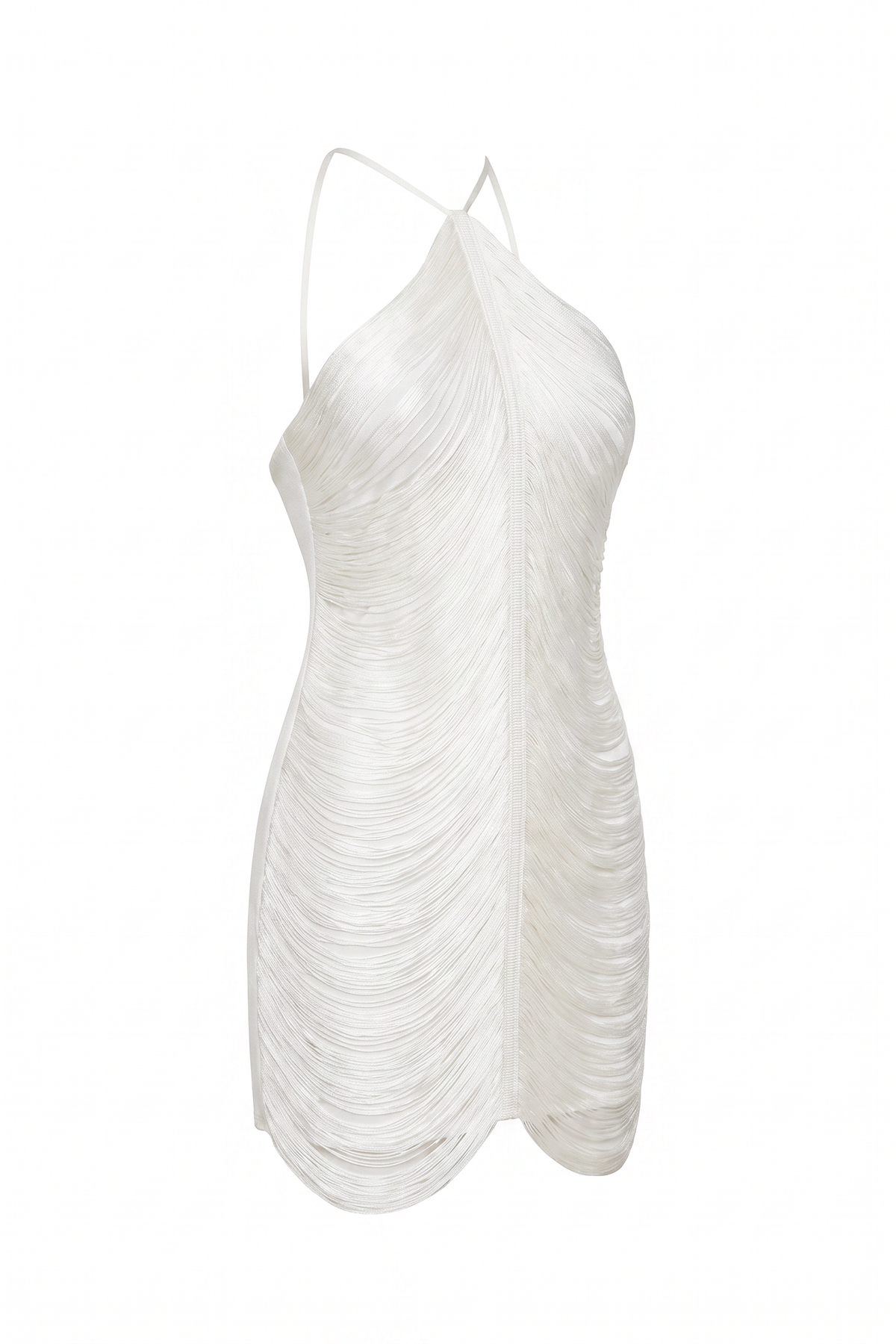 Pearl Draped Satin Mini Dress