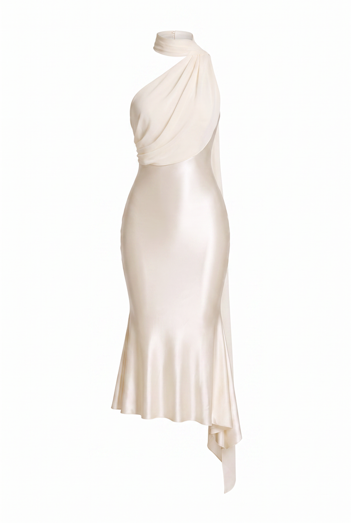 Pearl scarf detail midaxi dress, product view
